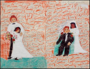 Jesus Christ the Lamb of God and His Little Bride, 1960. Sister Gertrude Morgan. crayon and ballpoint pen on paper